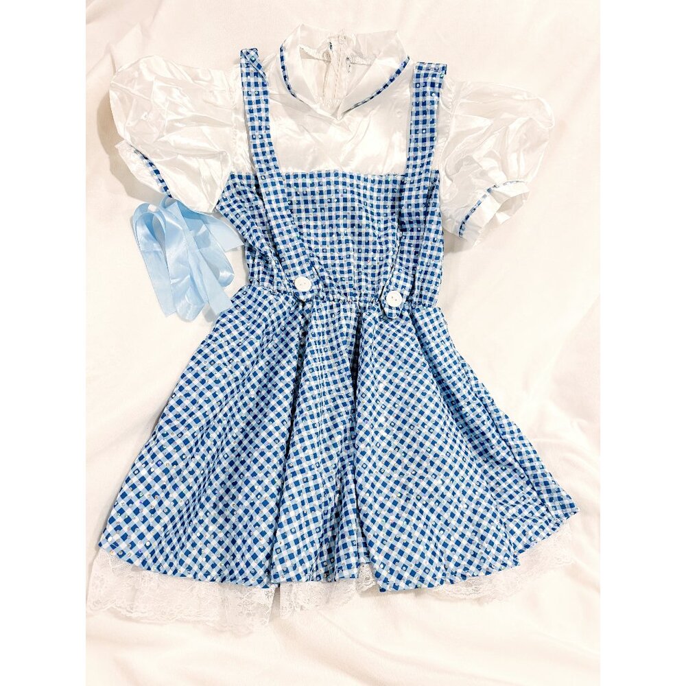 Dorothy Wizard of Oz Girls Halloween Dress‎ Up Costume Dress with Bows Med 8-10